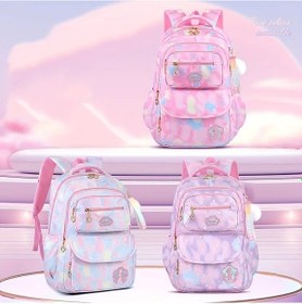 Resim Oldfriend Genç Kızlar İçin Büyük Kapasiteli Pastel Gradyan Çiçek Desenli Sırt Çantası Mavi Büyük Boy Mavi 