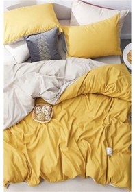 Resim More Home Çift Kişilik Yorgan Kılıfı + Yastık Kılıfı Sarı Bej Kombin 