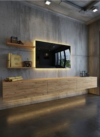 Resim Resital Ledli Duvara Monte Tv Sehpası - Çam - W6022-6 Çam 