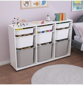 Resim Bofi Ultra 3+3+3 Gri Beyaz Sepetli Çok Amaçlı Mutfak Kiler Dolabı Beyaz - Gri 