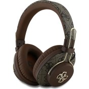 Resim Guess Lisanslı Bluetooth Kulaklık Enc Teknolojili Metal Logolu Pu Deri Kulak Üstü Tasarım Kahverengi 