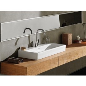 Resim Turkuaz Seramik Cerastyle Pinto Etajer Uyumlu Banyo Lavabo 75 x 47 CM 