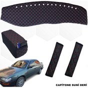 Resim caraks Corolla Efsane Kasa Göğüs Halısı+kolçak+kemer Konfor 1993-1998 Siyah-kırmızı 