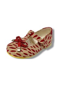 Resim Miss Jr 3088-20 Zebra Desen Fiyonklu Kız Çocuk Babet Kırmızı Beyaz Kırmızı 