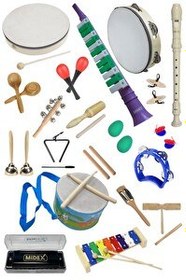 Resim Midex Örf Aletleri Seti Over Paket-2 Marakas Zil Üçgen Ksilofon Melodika Mızıka Davul Flüt (20 Parça) 