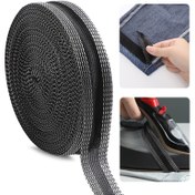 Resim 10,0 Metre Siyah Ütüleme Kenar Bant - Güçlü Polyester ve Sıcak Eritme Yapıştırıcı, Kolay Uzunluk Ayarlanabilir, Yıkanabilir, Tüm Kumaş Türleri İçin İdeal 
