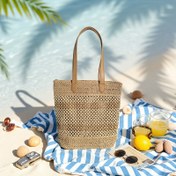 Resim 1 Adet Büyük Plaj Çantası - Fermuarlı Bohem El Çantası, Kadınlar İçin Geniş Crossbody/El Çantası, Plaj, Seyahat, Alışveriş, Kampçılık - Şık Bej/Fildişi Renkli Bohem Çanta - Hafif ve Kolay Temizlenebilir Tasarım, Yaz Tatili Aksesuarı, Doğal Estetik, Dayanıklı Yapım, Boho Tutkunları, Festival Sevdikleri İçin Örgü Dokulu Boho Chic Çanta 