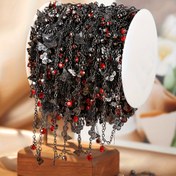 Resim 39,37 İnç Gotik Siyah Metal Zincir Kırmızı Kelebek Kolye Ucu - DIY Kolye ve Bileklik Yapım Seti, Şık Aksesuar Takı Malzemeleri, Cesur Tasarım Parçası, İnce Hünerli Sanatçı Tasarımı 