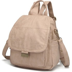 Resim Barcelona Çok Cepli Kapak Detaylı Günlük Orta Boy Kadın Sırt Çantası Koyu Bej Koyu Bej 