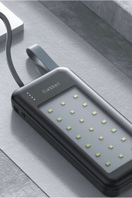 Resim m.tk moveteck 10.000 Mah 10W Led Işıklı 3in1 Dahili Çoklu Kablolu Taşınabilir Powerbank El Fenerli Kamp Gece Işık 