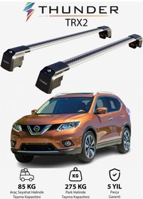 Resim Nıssan X-traıl 2014-2020 Trx2 Thunder Carrier Kilitli Ara Atkı Taşıyıcı Tavan Barı Gri 