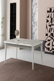 Resim Ortadan Açılır Büyüyen Yemek Masası Mermer Desenli 70x110cm 