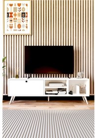 Resim Lena Tv Sehpası, Tv Standı, Televizyon Ünitesi Beyaz 