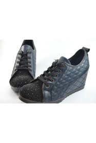 Resim Beety 706 Lacivert Hakiki Deri Gizli Platform Günlük Kadın Ayakkabı 