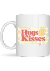 Resim Model 30 Hugs &amp Kisses Tasarımlı Porselen Kupa - Sevdiklerine Sıcacık Bir Mesaj Beyaz 