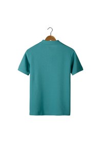 Resim Erkek Turkuaz Slim Fit Polo Yaka T-shirt Turkuaz Mavi 