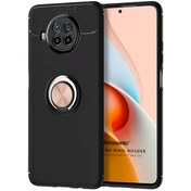 Resim Xiaomi Redmi Note 9 Pro 5g Kılıf Kickstand Ring Holder Siyah Rose Microsonic