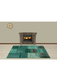 Resim Yeşil Modern Klasik El Dokuma Halı 120 X 180 Cm 5284 