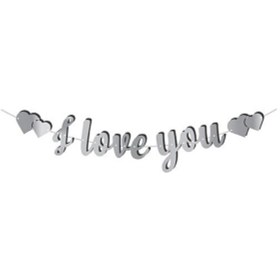 Resim Gümüş I Love You Kaligrafi Banner 