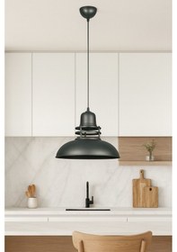 Resim Fener Siyah Özel Tasarım Modern Salon - Mutfak - Cafe Tekli Sarkıt Avize Siyah 