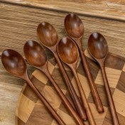 Resim 6 Parça Çok Amaçlı 23,5 cm Uzun Saplı Ahşap Kaşık Seti, Kepçe, Tatlı Kaşığı, Karıştırma Kaşığı, Japon Mutfak Gereci - Servis, Pişirme ve Fırınlama için, Restoran, Kamp veya Piknik 