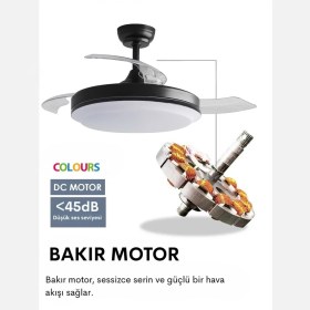 Resim Colours Stars Bellatrıx 42 Inch 28W+35 W LED Dc Motor Tavan Vantilatörü 