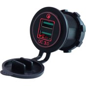 Resim Autoline 12-24 Volt Araç/tekne/motorsiklet Için ( Quick ) Hızlı Şarj Kırmızı Renk 