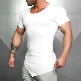 Resim Muscleguys Erkek Slim Fit Pamuk Spor T-shirt - Vücut Geliştirme Ve Yazlık Giysiwhıte WHITE 