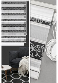 Resim Jakarlı Nove 04 Zebra Stor Perde Siyah Gümüş Simli 4050 Mutfak Çocuk Odası Yatak Odası Salon Perdesi Siyah Gümüş 