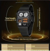 Resim Oldfriend Sanda Erkek Kol Saati Siyah Beyaz Kare Kadran Termometre Kronometre Suya Dayanıklı Hediye Diğer 