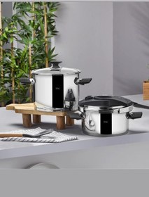 Resim Taç Enio 4-6 Litre Düdüklü Tencere Seti Siyah - Siyah 