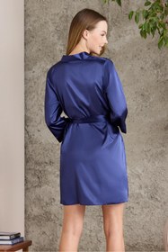 Resim Pierre Cardin Saten Kadın Sabahlık - 1010 Lacivert 