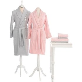 Resim Özdilek Wedding Aile Bornoz Seti - Gri Pudra Gri - Pudra 