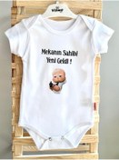 Resim vitmo Özel Tasarım Mekanın Sahibi %100 Doğal Pamuk Organik Baskılı Çıtçıtlı Body Zıbın Bebek Badi 