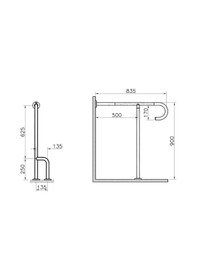 Resim VitrA Arkitekta 90 Derece Duvar - Zemin Tutunma Barı A44469 Krom 