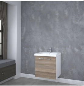 Resim Turkuaz Frame Etajerli Lavabo 60X45 Cm Ve Terra Banyo Dolabı Çok Renkli 