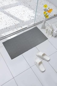 Resim Premium Serisi Banyo - Küvet İçi Kaydırmaz Vantuzlu Hasır Desenli Diktördgen Paspas 68,5 x 35,5 cm, Gri 