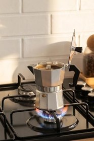 Resim Porsima MNB05740 Ocaküstü Moka Pot 3 Fincanlık Alüminyum Kahve Espresso Cezvesi Gümüş 150ml 