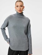 Resim Balıkçı Yaka Oversize Triko Kazak Uzun Kollu Yumuşak Dokulu 