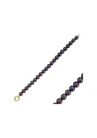 Resim 9,5 Mm Doğal Siyah İnci Bileklik 19 Cm / Sarı Sarı Sarı Altın 