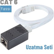Resim Irenis CAT6 Kablo Uzatma Seti. Yassı Ethernet Kablo ve Ekleyici 50 CM-Beyaz 