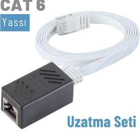 Resim Irenis CAT6 Kablo Uzatma Seti. Yassı Ethernet Kablo ve Ekleyici 50 CM-Beyaz 