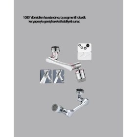 Resim Belle Fusion Bfs 1080° Dönebilen Musluk Başlığı Robotik Kol Havalandırıcı Çok Yönlü Su Yönlendirme 