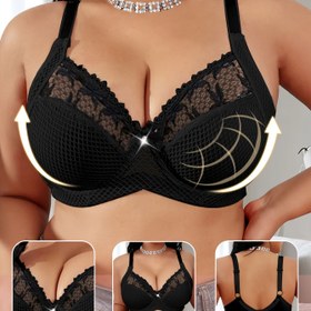 Resim Büyük Beden Kadın Dantelli Sütyen - Seksi Çiçek İşlemeli Tasarım, Telli Destek, Rahat ve Şık, Günlük Giyim için, Siyah Dantel Detaylı Beyaz, Konforlu İç Giyim | Çiçek İşlemeli Sütyen | Telli Sütyen 