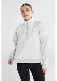 Resim Hummel Adur Zip Neck Sweatshirt Gri Kadın Fermuarlı Sweatshirt Gri 