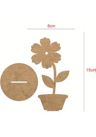 Resim Ahşap Boyanabilir Güneş Çiçeği Figürü 8x15 Cm - 3mm Mdf Okul Öncesi Boyama Etkinlik Seti 10 Adet 