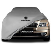 Resim ULTRASHOP Skoda Octavia 2 S.Wagon (2004 - 2013) Gri Kumaş Araba Branda Logolu Penye Oto Branda 