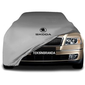 Resim ULTRASHOP Skoda Octavia 2 S.Wagon (2004 - 2013) Gri Kumaş Araba Branda Logolu Penye Oto Branda 