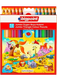 Resim Bigpoint Jumbo Üçgen Kuru Boya Kalemi 12 Renk N11.33861 
