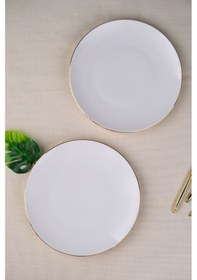 Resim Tabak Evi Porselen Altın Yaldız Pasta Tabağı 20,50cm 2 Li Çok Renkli 